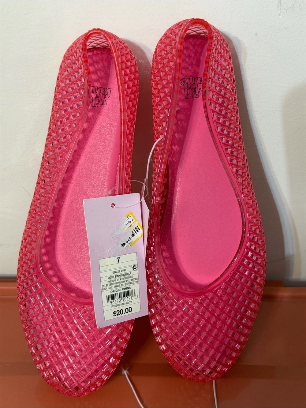 wild fable Hot Pink Woven Jelly Flats